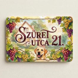   Rusztikus házszámtábla fémlapon (30×20 cm) + Állat és ház grafikával