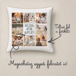 Személyre szabott fotókollázs párna apukáknak 8 fényképpel – Apák napi ajándék