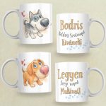 Kutyás bögre a saját fotóból/leírásból illusztrált grafikával - megadható felirattal
