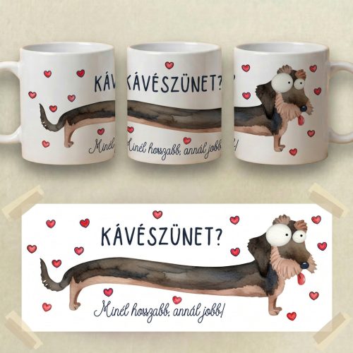 Tacskós bögre (drótszőrű) – „Kávészünet? Minél hosszabb, annál jobb!”