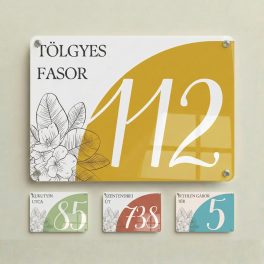 Modern virágos házszámtábla – Fekvő