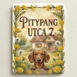 Rusztikus házszámtábla fémlapon (30×20 cm) + Állat és ház grafikával