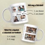 Egyedi fényképes bögre 6 képpel – személyre szabható felirattal