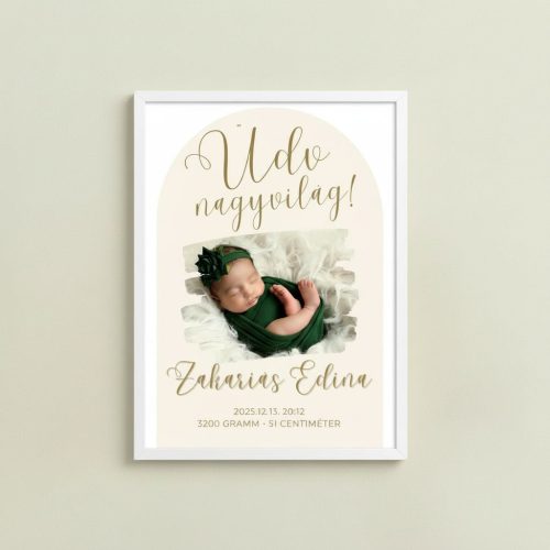 Babafotós születési emlékplakát – személyre szabható
