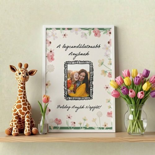 személyre szabott anyák napi ajándék képkeretben, fényképes emlékkép anyának