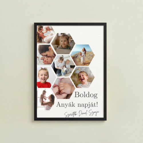 Méhkaptár stílusú fotóplakát – 9 fényképpel és saját üzenettel