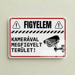   Kamerával megfigyelt terület tábla – fekvő prémium alumínium tábla