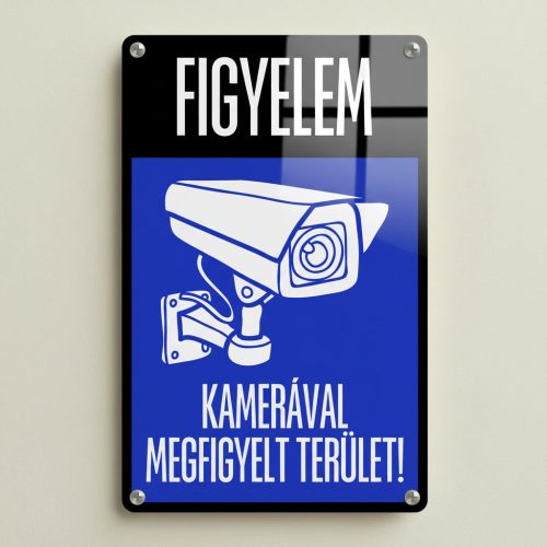 Kamerával megfigyelt terület tábla – prémium alumínium információs tábla