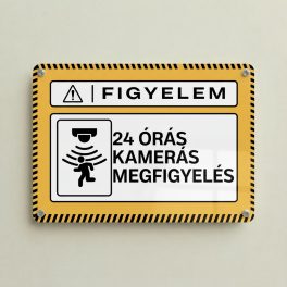   Megfigyelt terület – Kamerás figyelmeztető alumínium tábla – fekvő