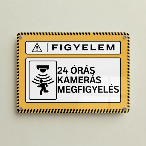 Megfigyelt terület – Kamerás figyelmeztető alumínium tábla – fekvő