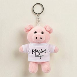 Plüss malac kulcstartó (14 cm) – egyedi felirattal