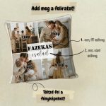 Családi fényképes párna 4 képpel (Plüss hátoldallal) – személyre szabható felirattal