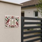 Magyar népmese házszám tábla hagyományos ház kapuján