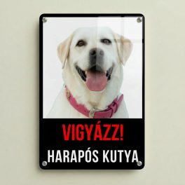 A saját kutyád a kapun – egyedi harapós kutya tábla saját fotóval, alumínium