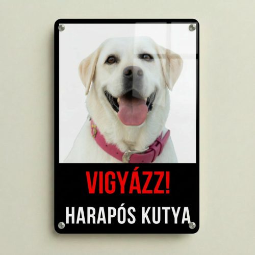 A saját kutyád a kapun – egyedi harapós kutya tábla saját fotóval, alumínium