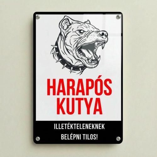 Harapós kutya tábla alumínium fémtábla – belépni tilos figyelmeztető tábla kapura