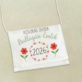 Ballagási tarisznya - virág mintás egységes grafikával 