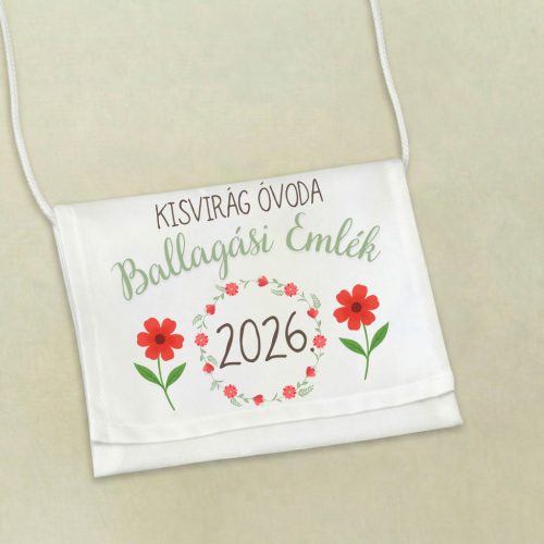 Ballagási tarisznya - virág mintás egységes grafikával 